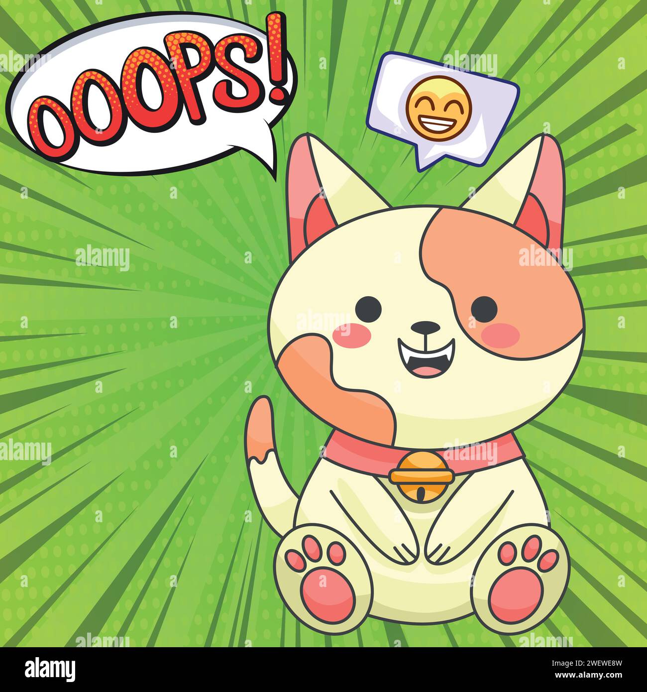 cute cat pop art style cat cartoon design vector image Stock Vector