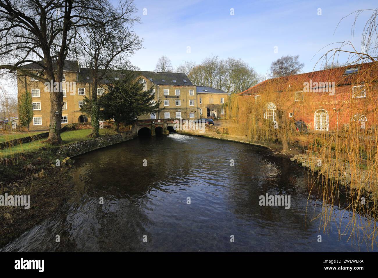 Fakenham mill on the river Wensum, Fakenham town, Norfolk County, England, UK Stock Photo