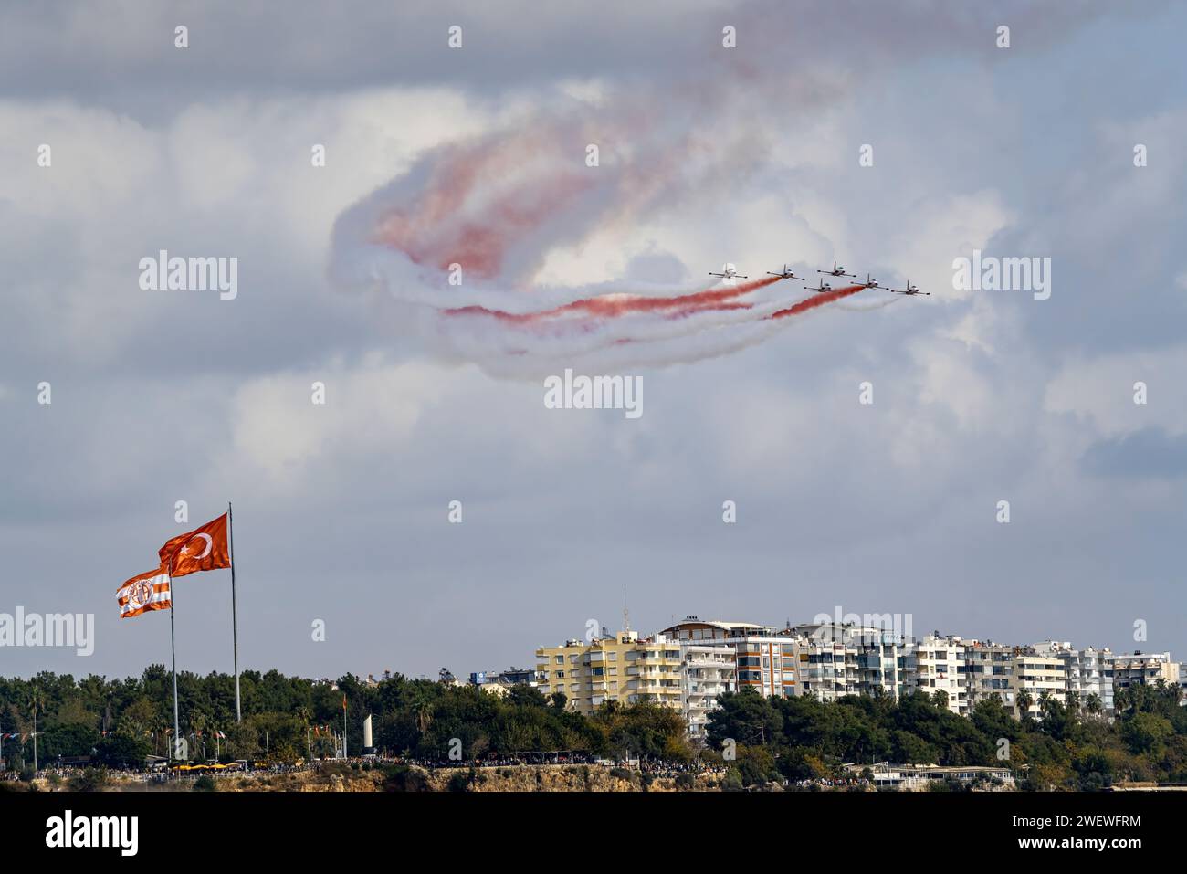 Turkey  Antalya : 11112023 : Turkish army planes performing air show Stock Photo
