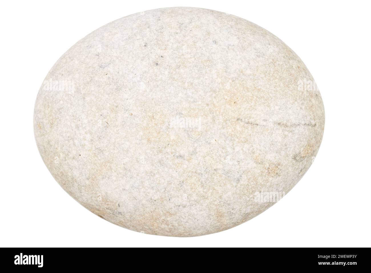 Top view of single gray pebble isolated on white background. Stock Photo