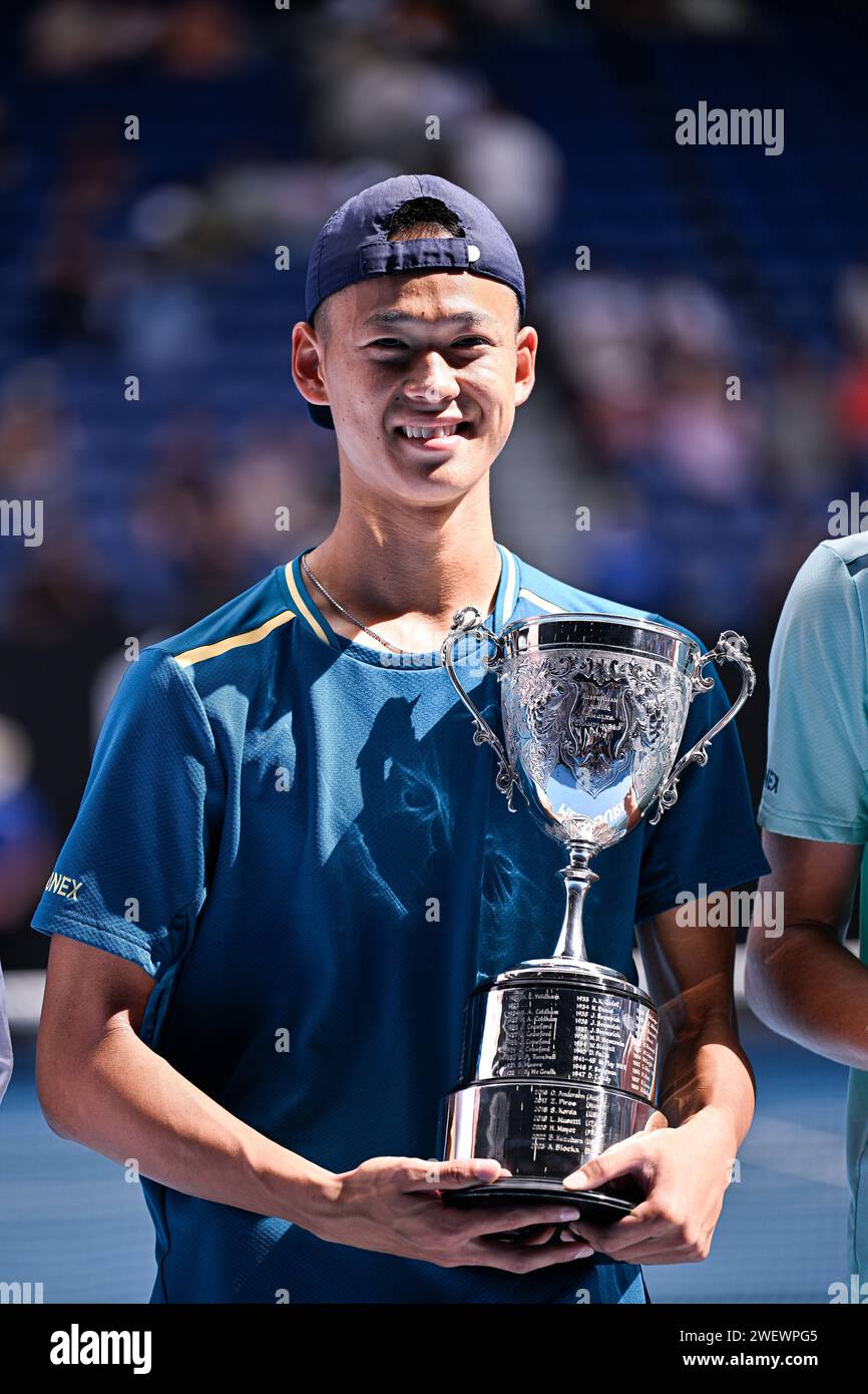 Rei Sakamoto of Japan winner of the juniors single's final during the