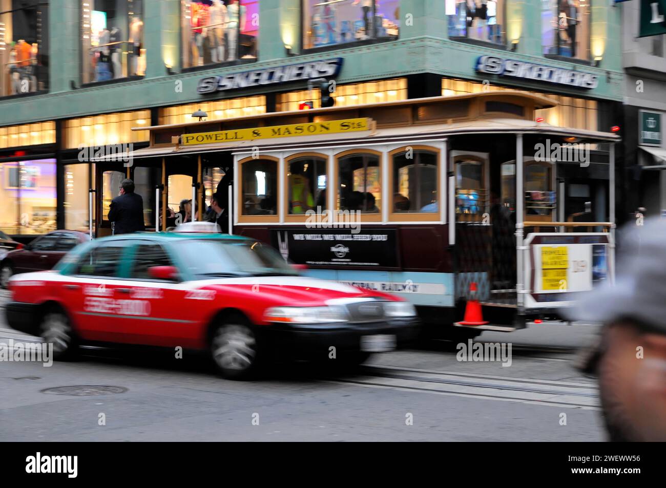 Historic streetcar, Cable Car on Hyde Street, San Francisco, California, USA Stock Photo