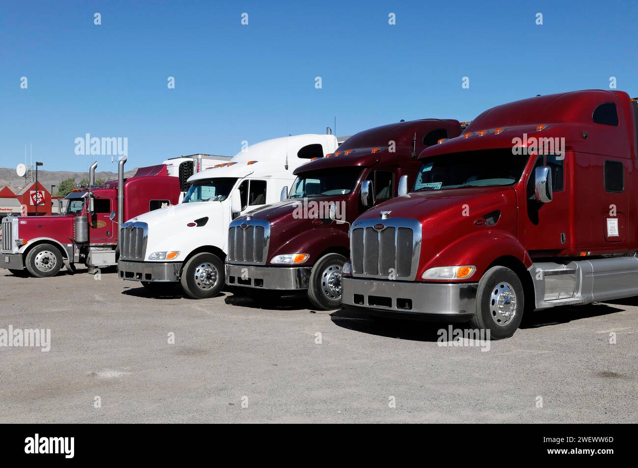 Truck, petrol station, rest area, California USA Stock Photo