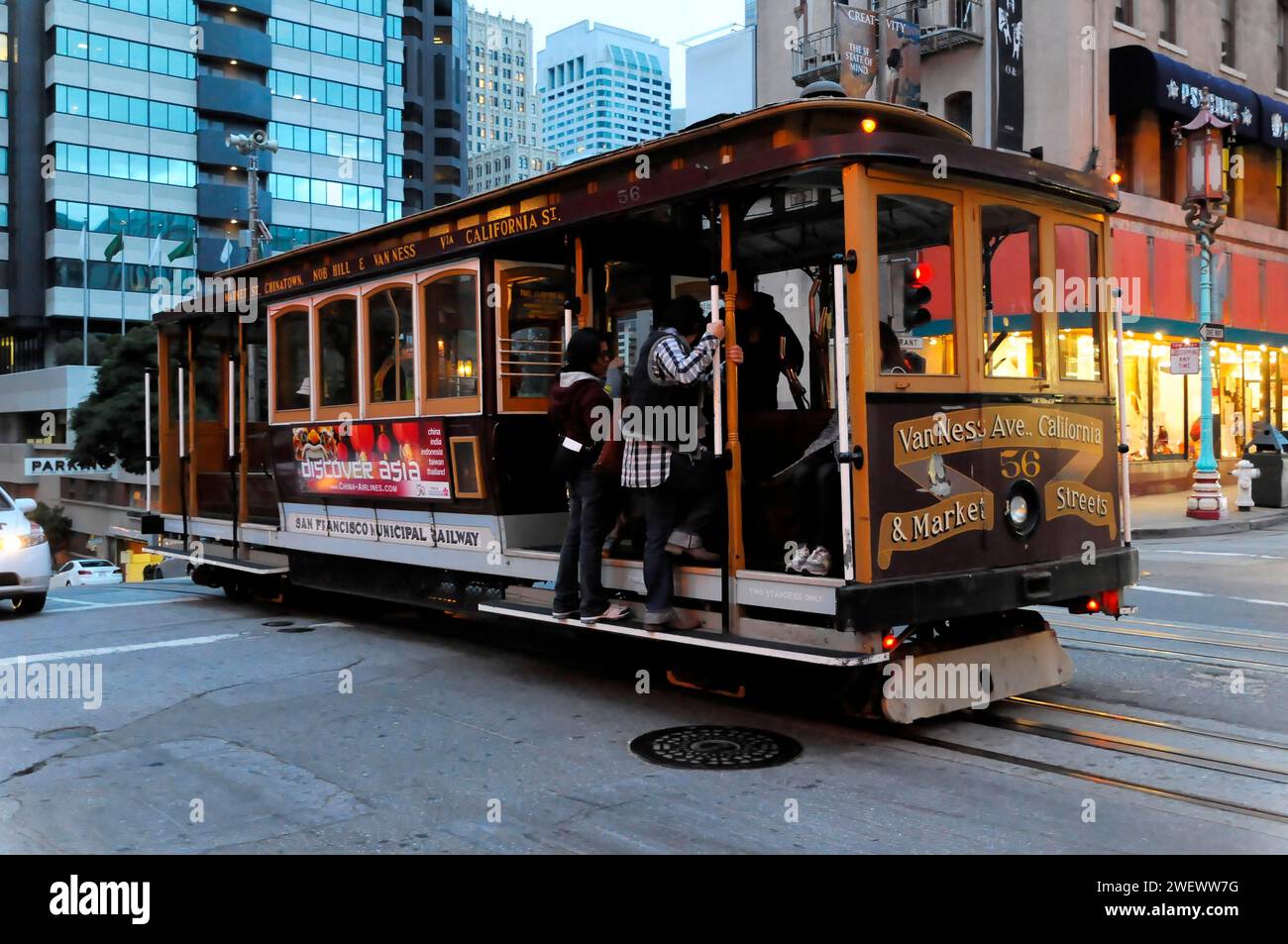 Historic streetcar, Cable Car on Hyde Street, San Francisco, California, USA Stock Photo