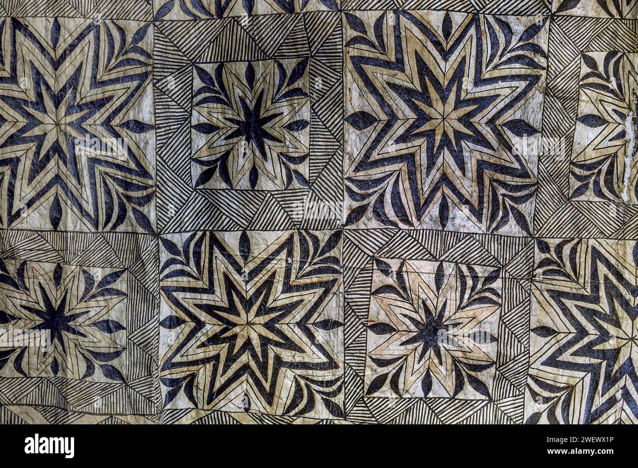 Tapa cloth made from bark bast, South Sea Collection, Oberguenzburg, Allgaeu, Bavaria, Germany Stock Photo