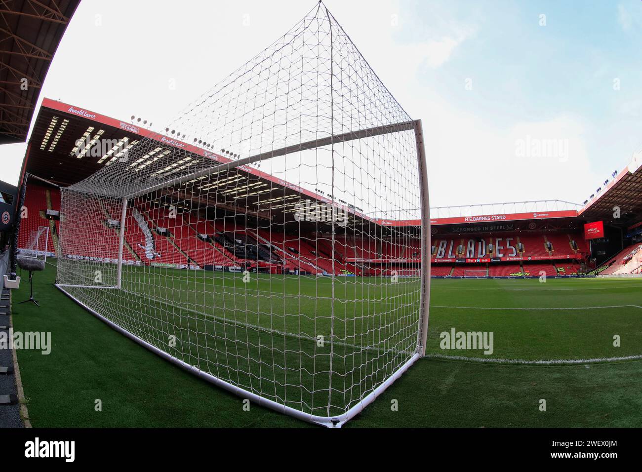 Sheffield, UK. 27th Jan, 2024. Interior view of the stadium ahead of the Emirates FA Cup Fourth Round match Sheffield United vs Brighton and Hove Albion at Bramall Lane, Sheffield, United Kingdom, 27th January 2024 (Photo by Conor Molloy/News Images) in Sheffield, United Kingdom on 1/27/2024. (Photo by Conor Molloy/News Images/Sipa USA) Credit: Sipa USA/Alamy Live News Stock Photo