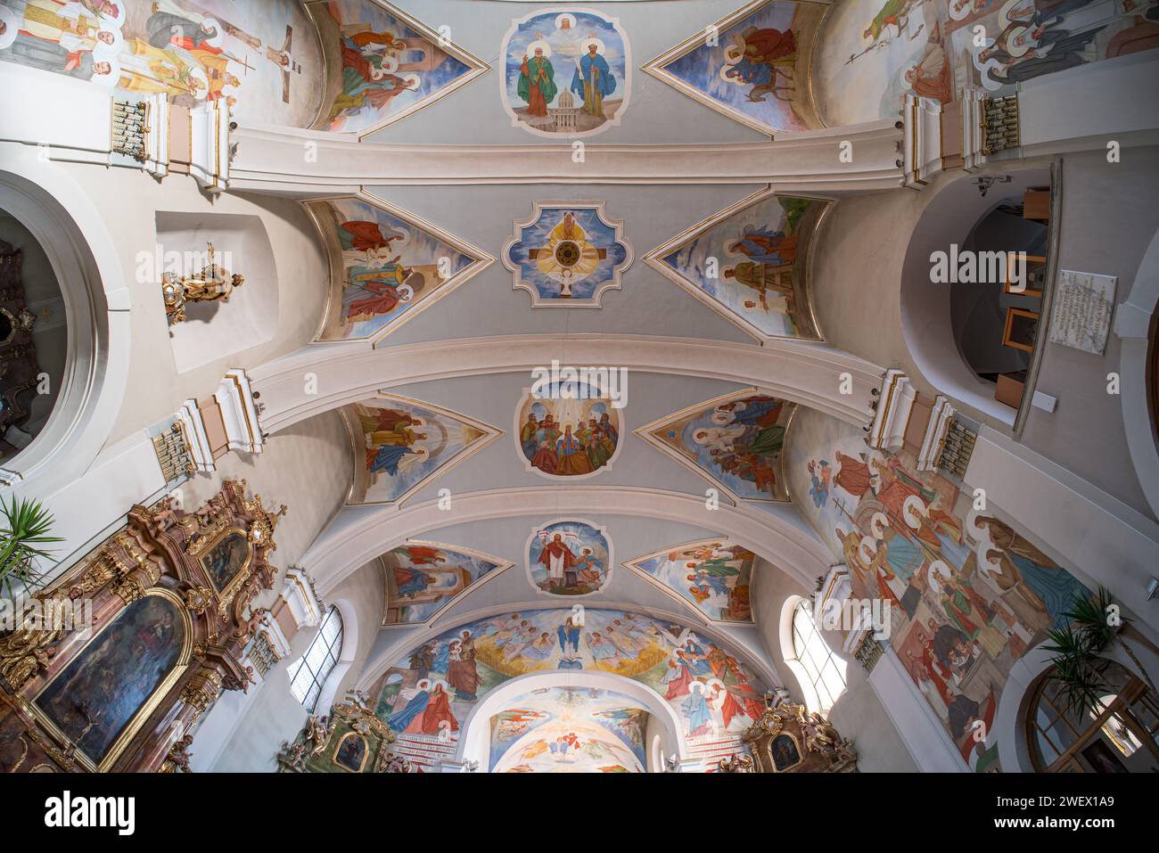 Catholic church in Mariagyud, Hungary, taken with fisheye lens Stock Photo