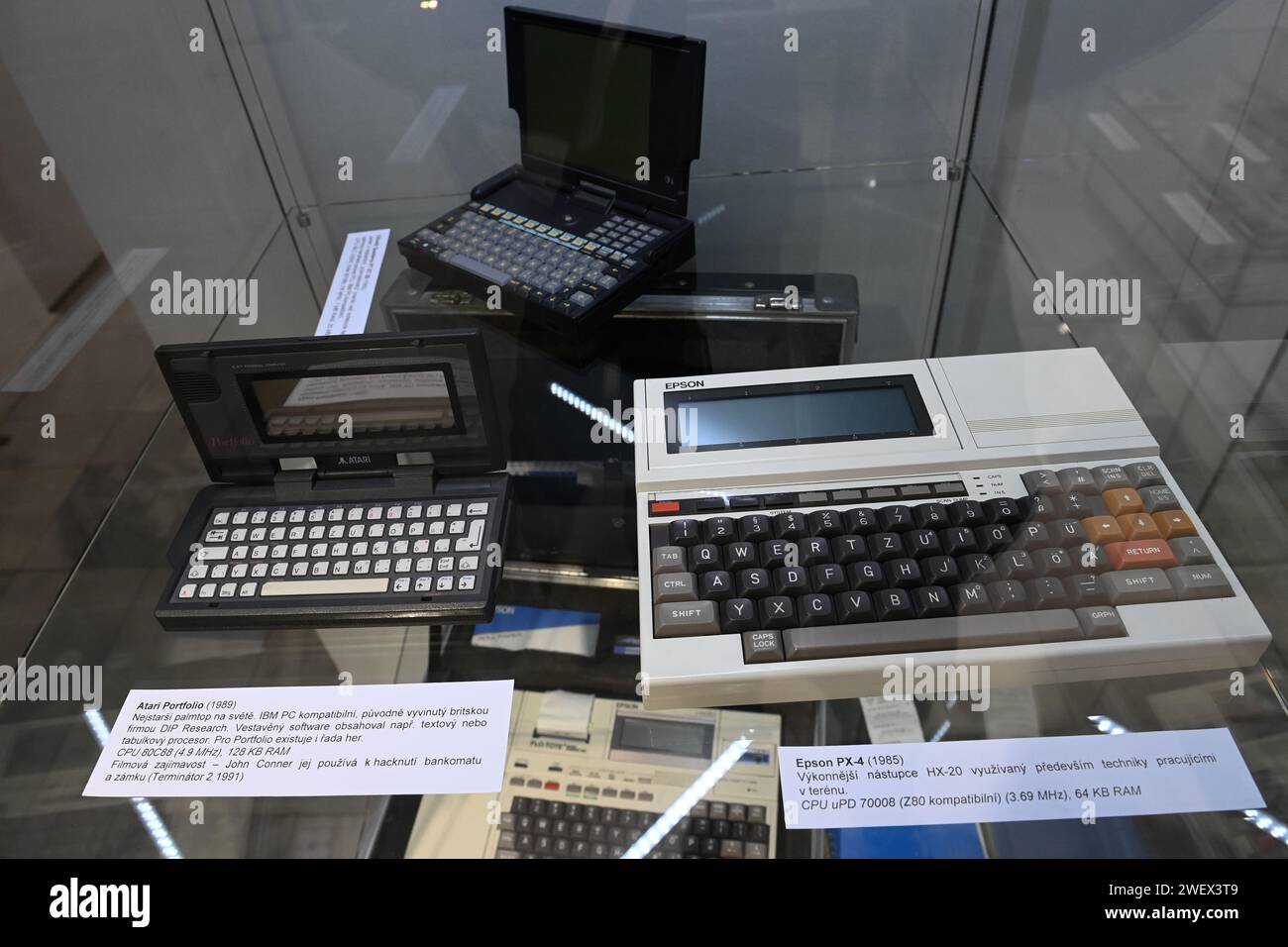 Vsetin, Czech Republic. 27th Jan, 2024. Atari Portfolio palmtop, left ...