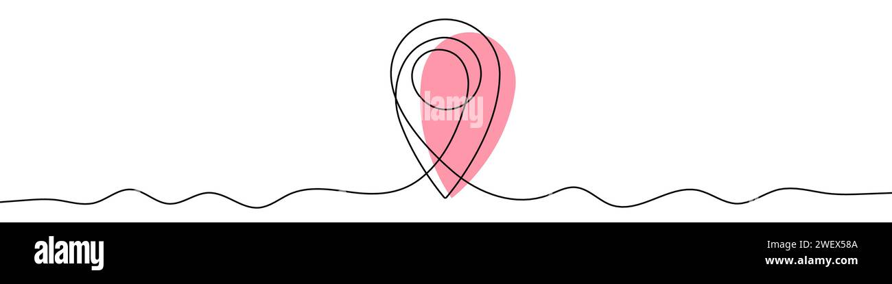 Continuous editable line drawing of map pin icon. One line drawing ...