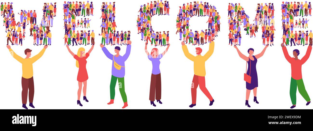 banner. Community typography, word formed by