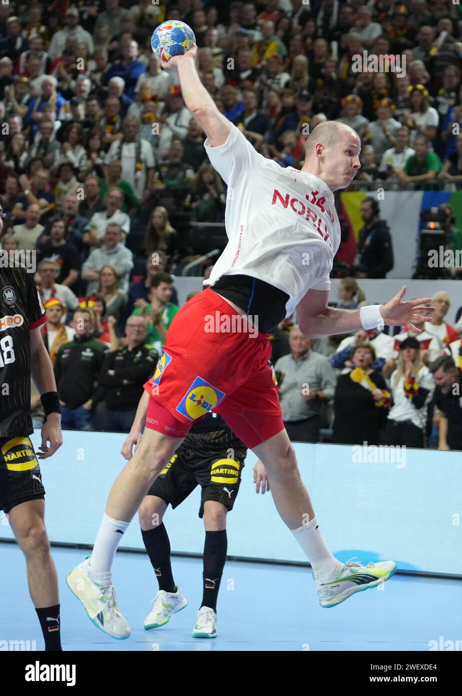 Simon Hald Jensen of Denmark during the Men's EHF Euro 2024, Semi ...