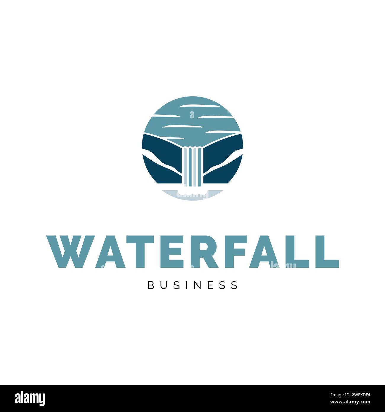 Waterfall Icon Logo Design Template Stock Vector