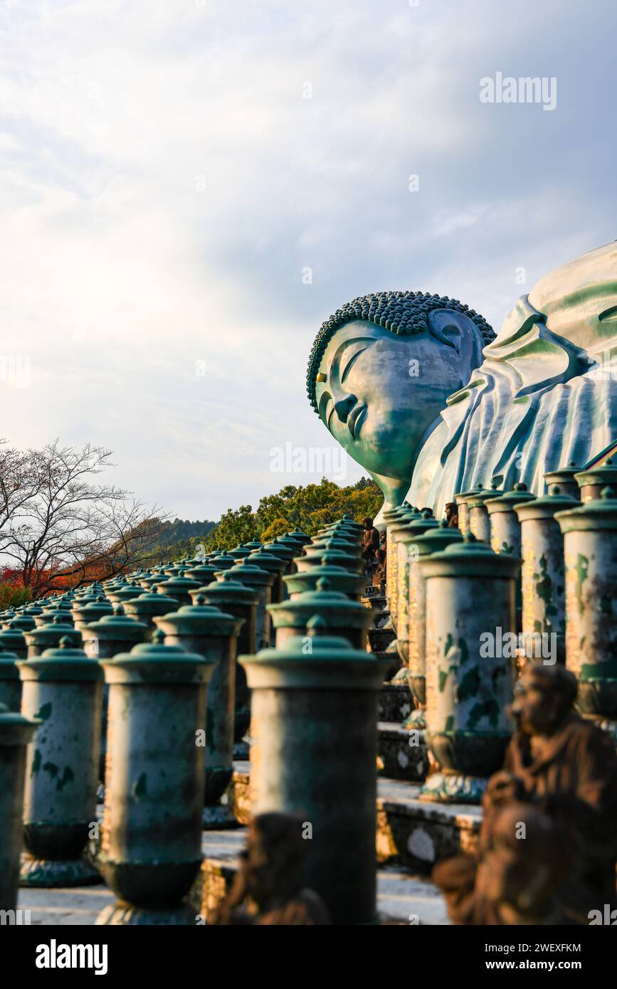 The largest reclining bronze Buddha statue in the world at nanzoin