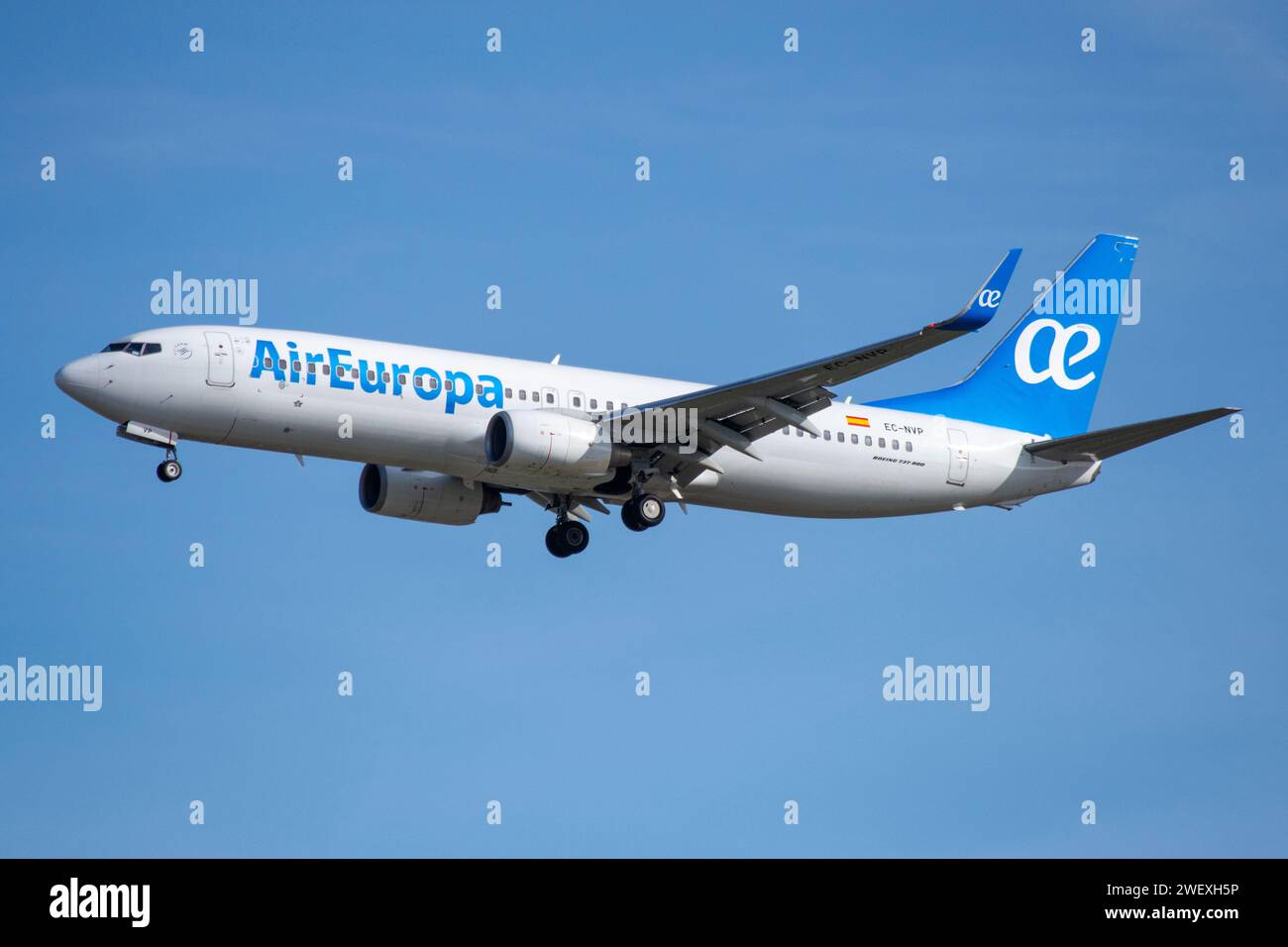 Boeing 737 airliner of the Air Europa airline landing in Madrid Stock Photo