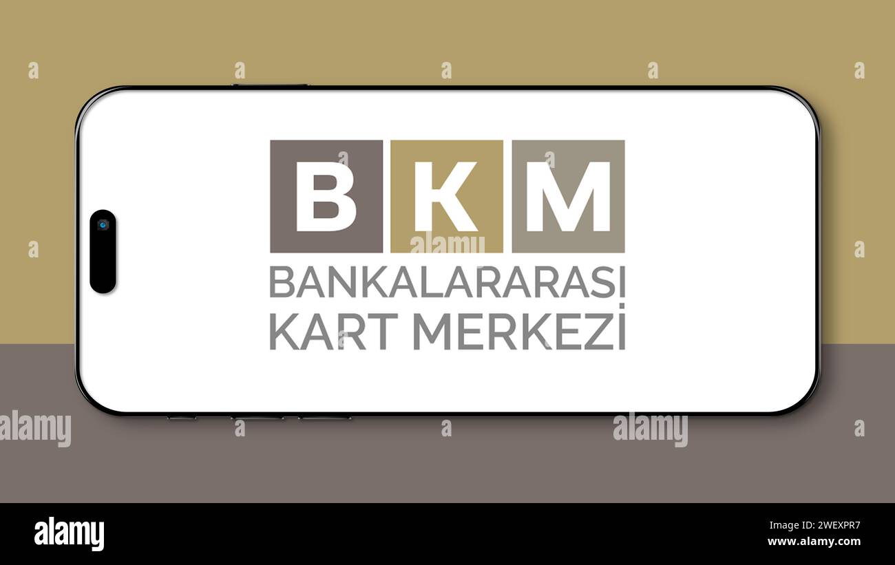 Istanbul, Turkey - 25 January 2024: Bankalararasi Kart Merkezi brand ...