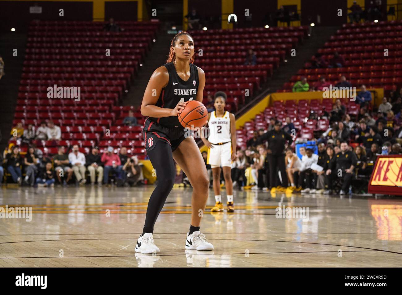 Stanford Cardinal forward Kiki Iriafen (44) attempts a free throw in
