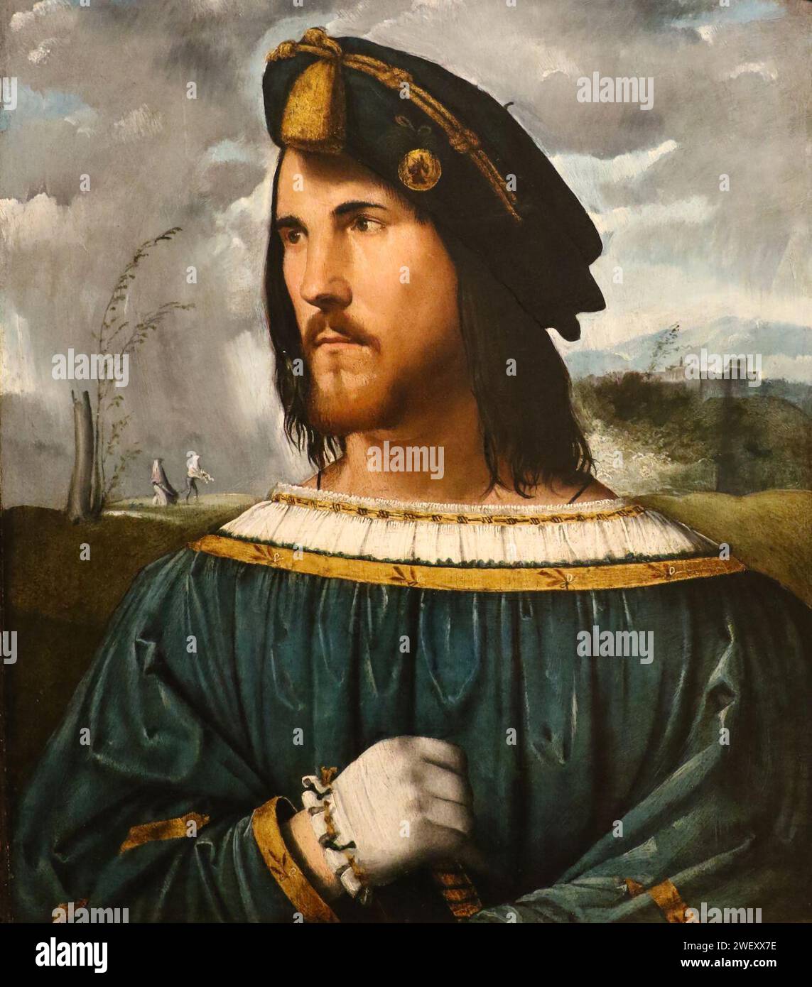 Altobello Melone - Cremona 1490-1491 - ante 1543 - Ritratto di gentiluomo - 1513 circa - Accademia Carrara Bergamo. Stock Photo