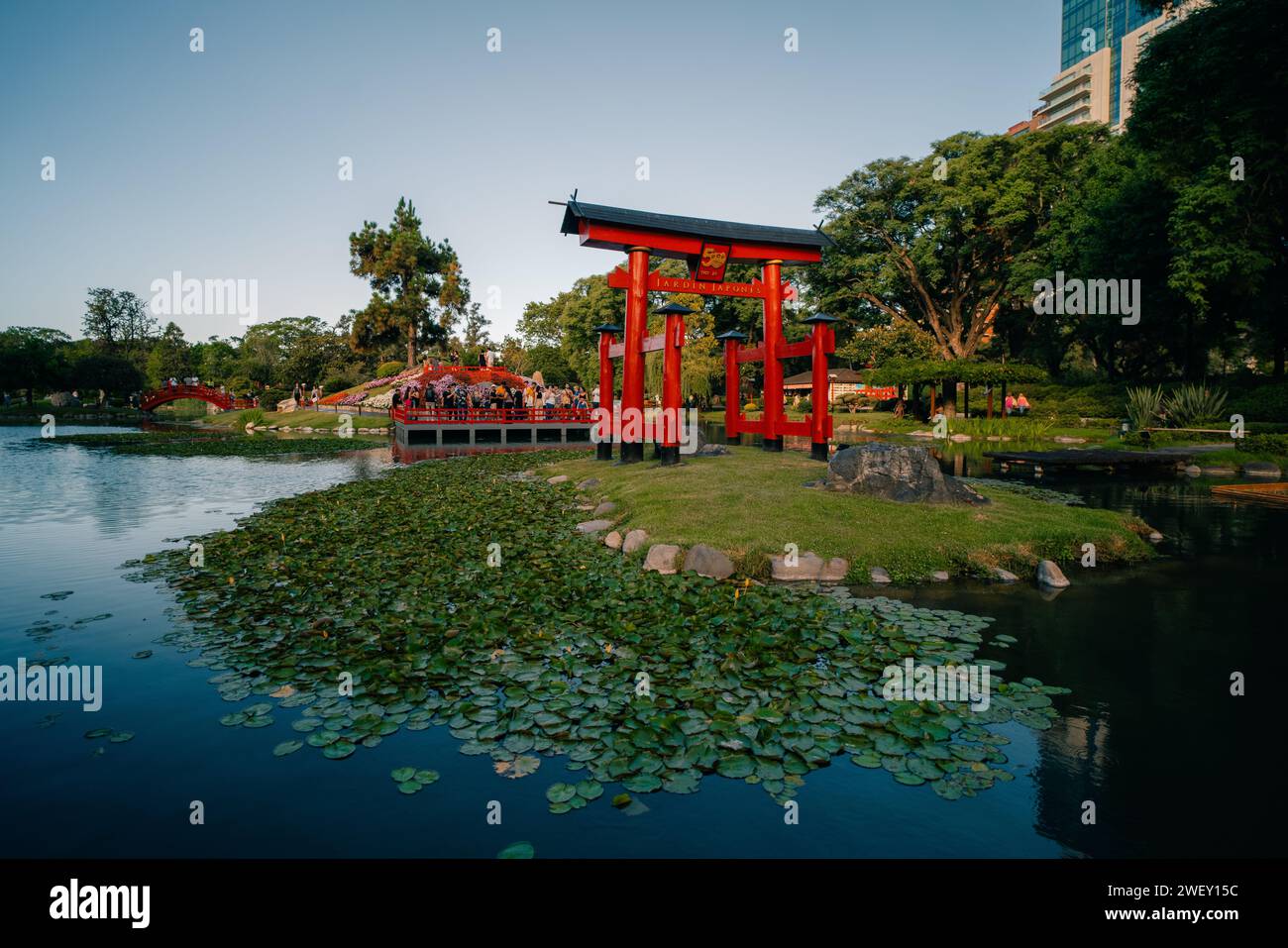 Beautiful view to Japanese Gardens park fish flags in Palermo, Buenos  Aires, Argentina Stock Photo - Alamy