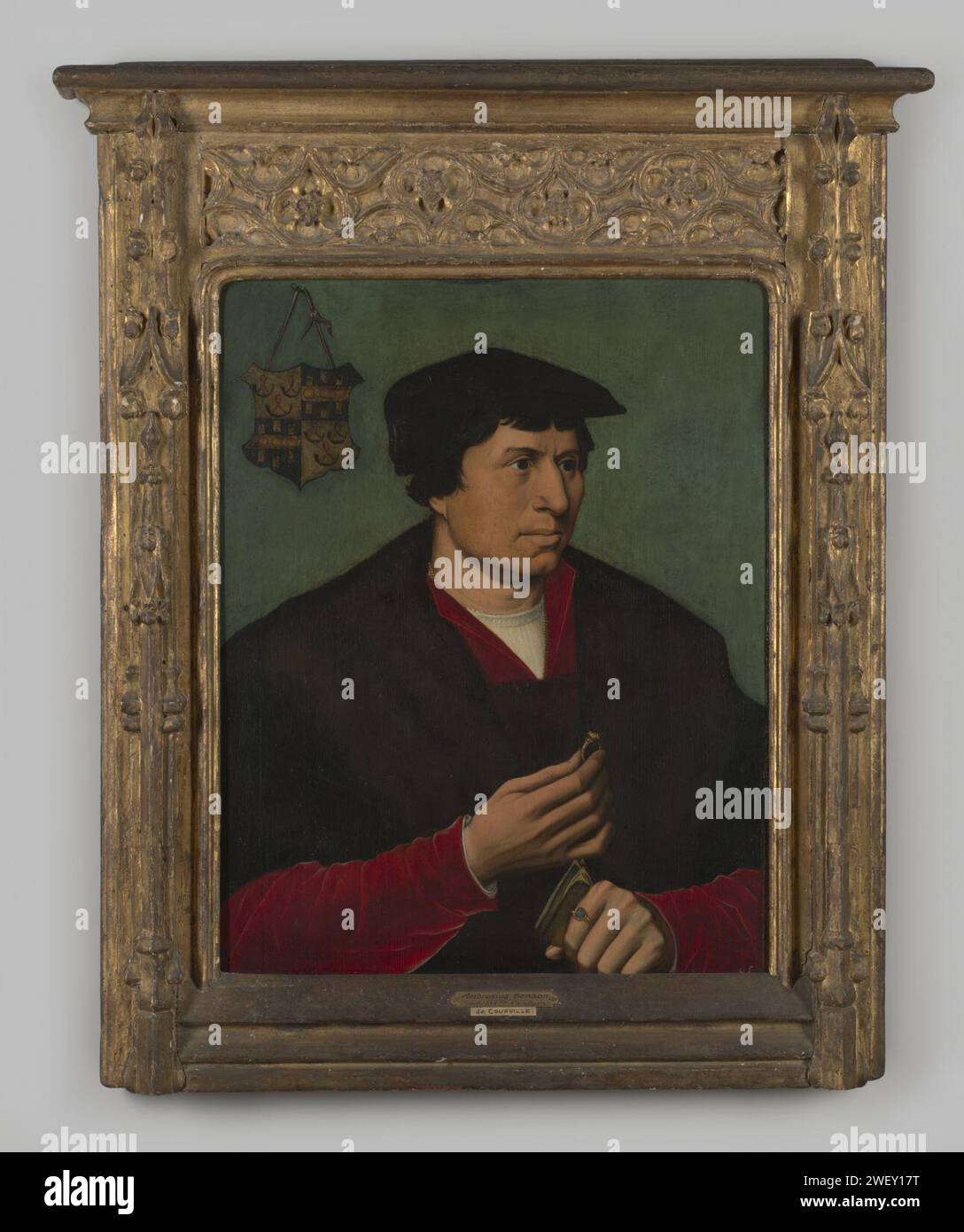 Ambrosius Benson - Portret '' Vigoureux de Courtville edelman uit Brugge'' op hout door Ambrosius Benson, ca.1540 - 0056 - Huis Bergh. Stock Photo