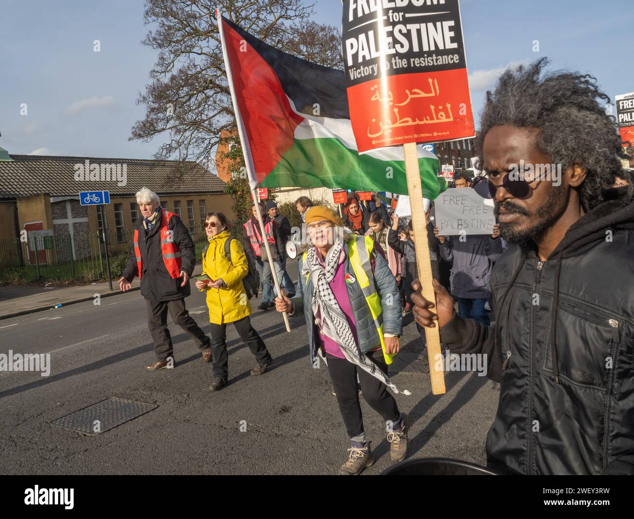 London, UK. 27 Jan 2024. A march from Edmonton Green to a rally at ...