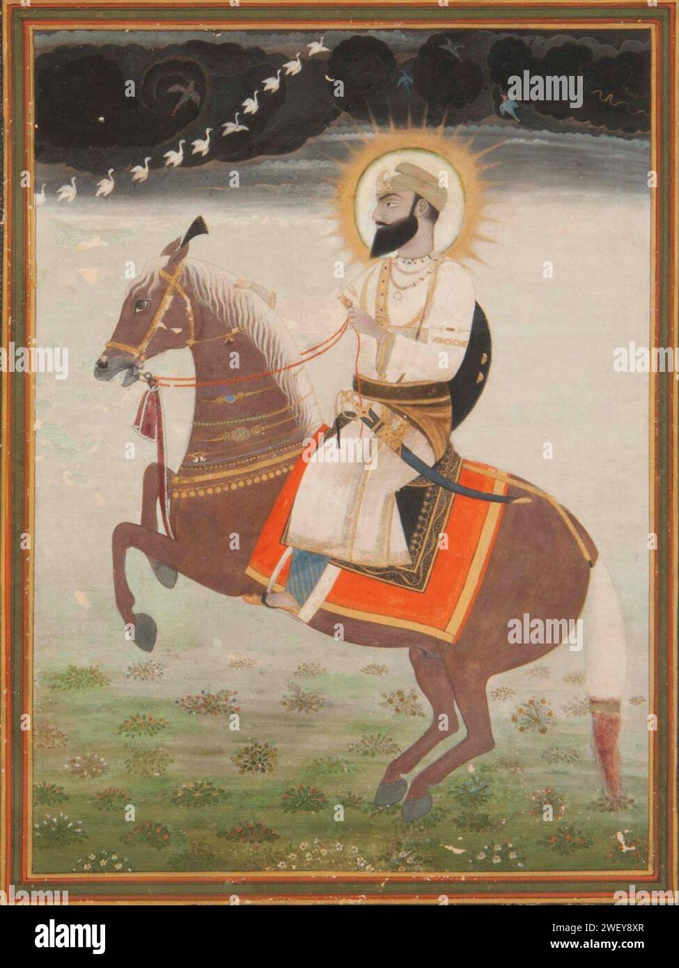 An equestrian portrait of Narinder Singh, maharaja of Patiala. Stock Photo
