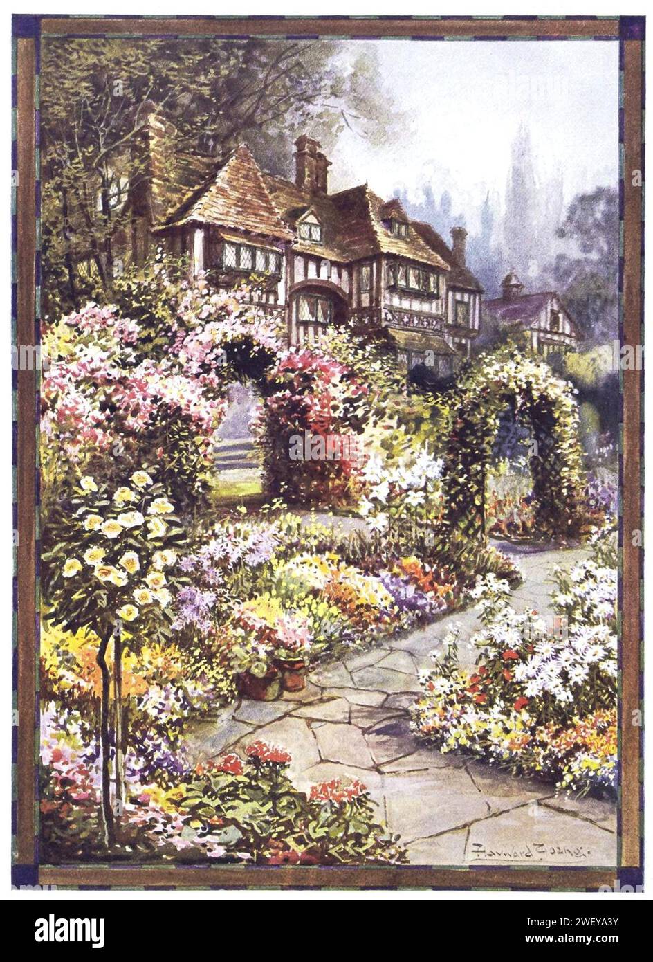 An Old English Garden, by Hayward Young Stock Photo - Alamy