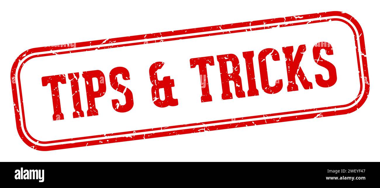 tips & tricks stamp. tips & tricks rectangular stamp isolated on white background Stock Vector