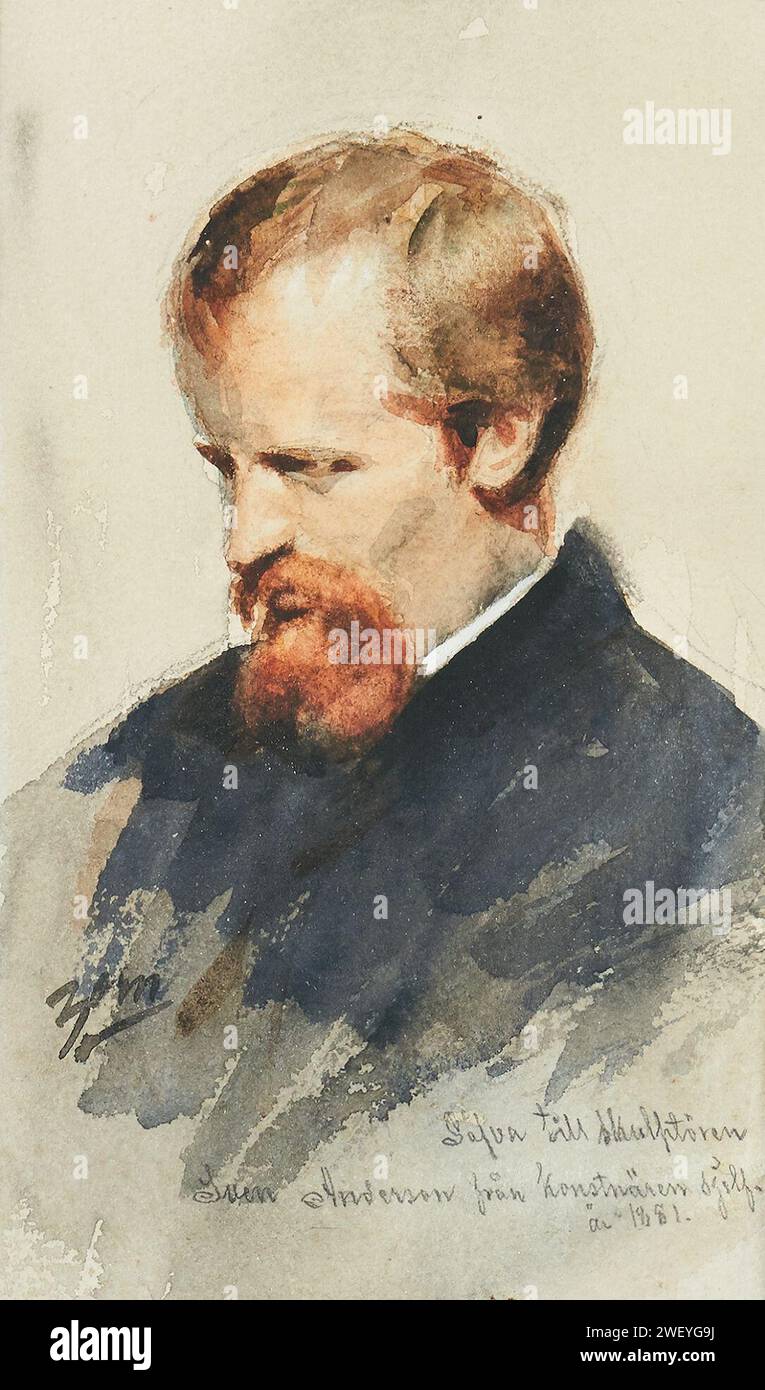 Anders Zorn - Sculptor Sven Andersson 1881. Stock Photo
