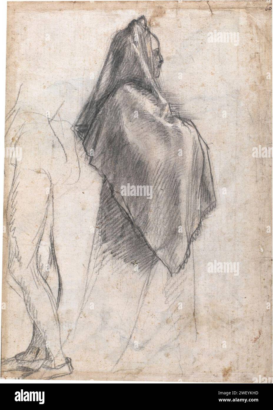Andrea del Sarto - Estudio para una figura femenina, Hacia 1523, D001545. Stock Photo