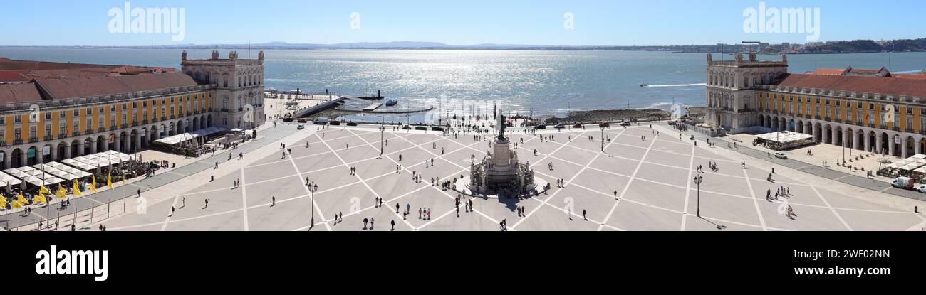 Panorama of Commerce Plaza (Praça do Comércio) in Lisbon, view from above Stock Photo