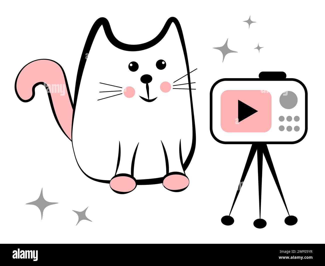 Cat blogger on a white background Stock Vector