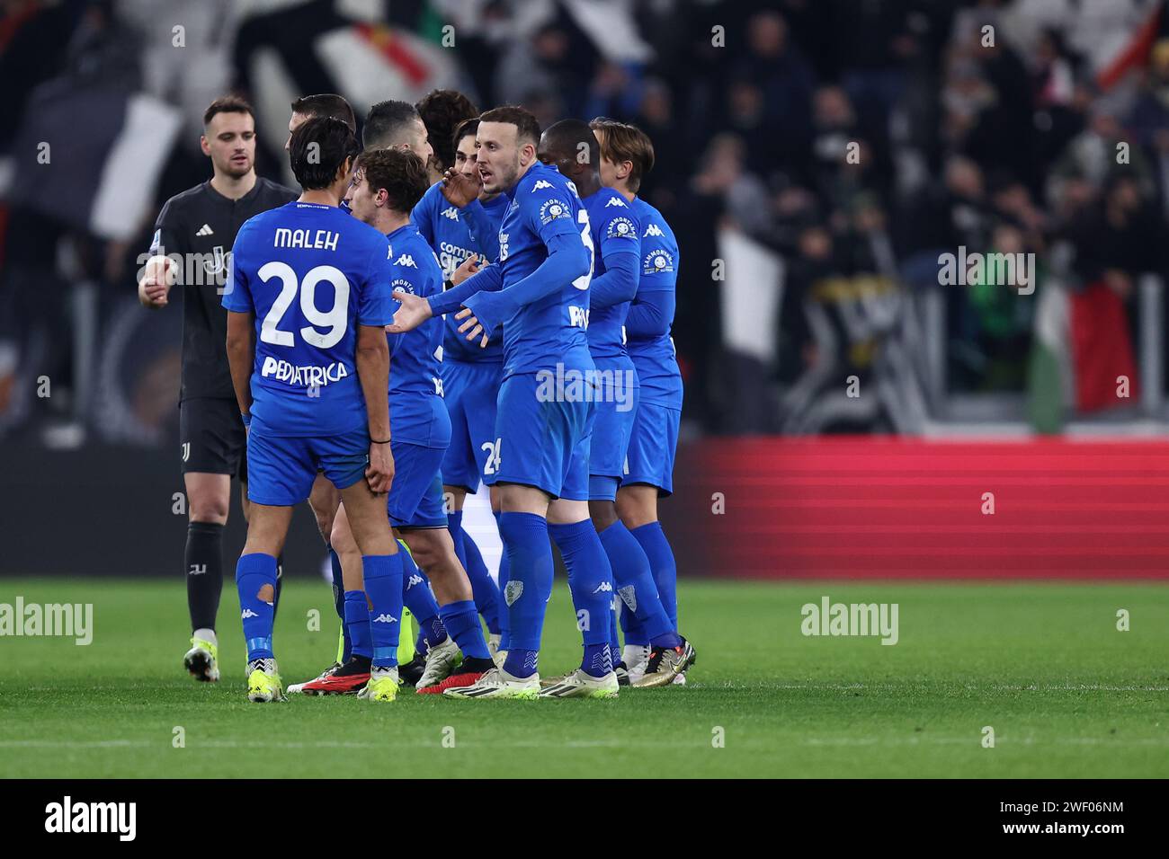 Torino, Italy. 27th Jan, 2024. Players of Empoli Fc celebrate at the