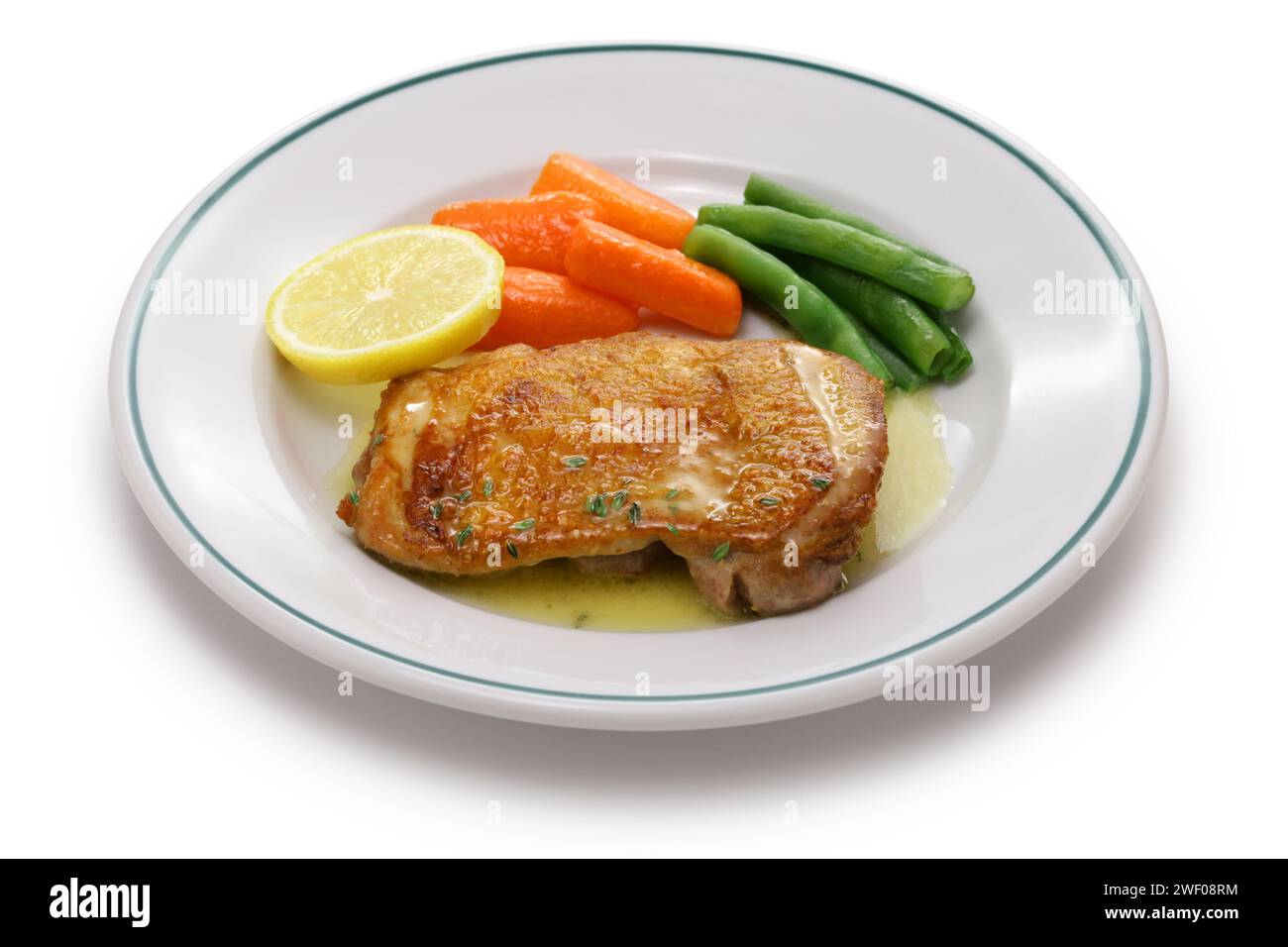 sauteed chicken with lemon butter sauce. Stock Photo