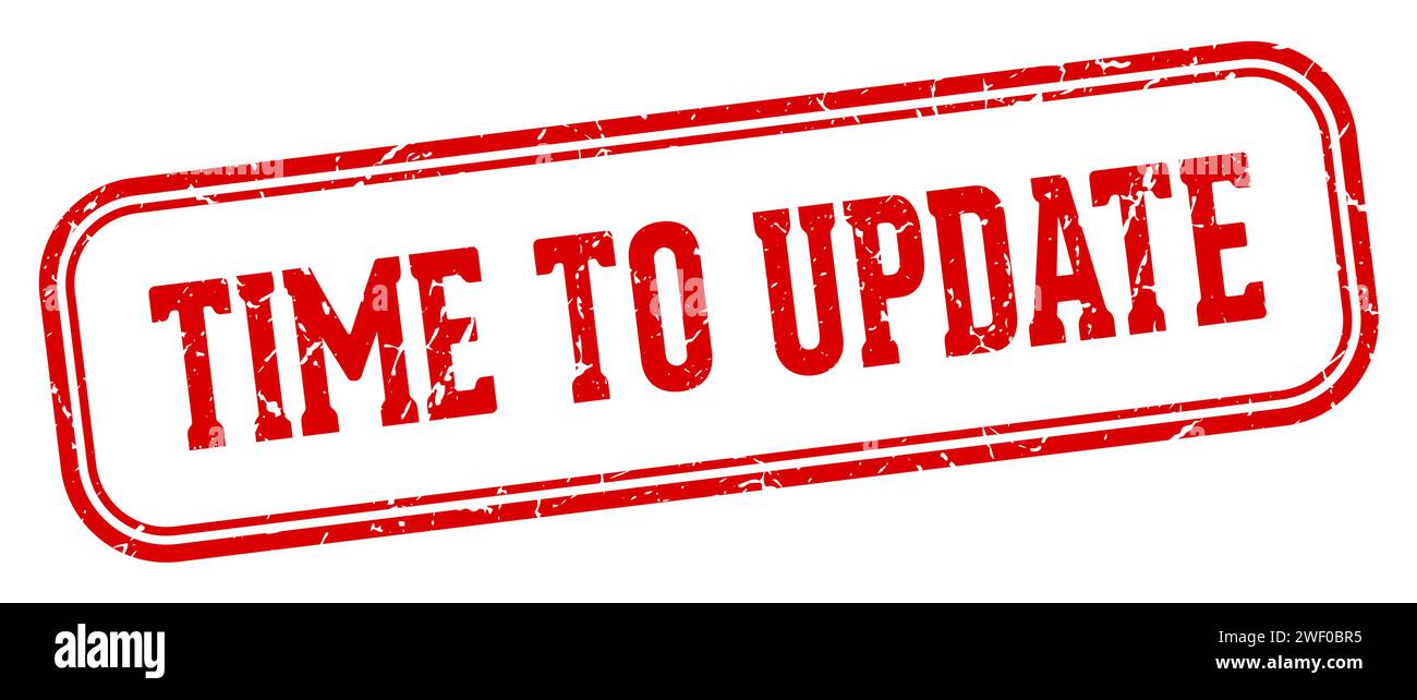 time to update stamp. time to update rectangular stamp isolated on ...