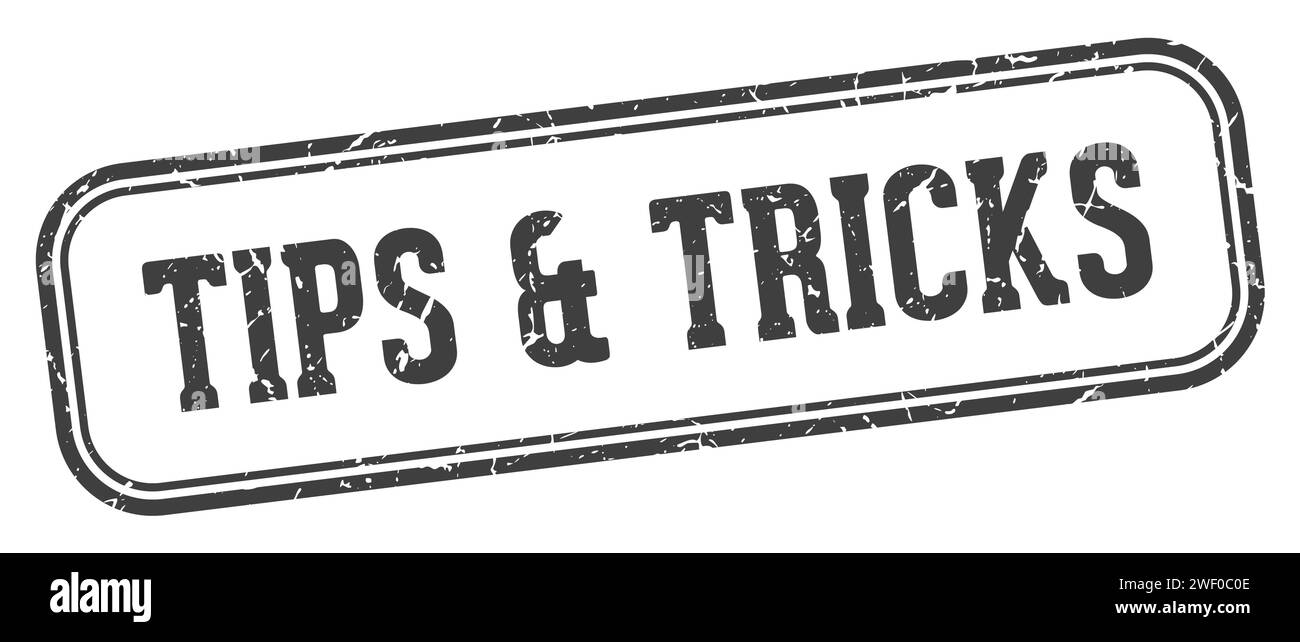 tips & tricks stamp. tips & tricks rectangular stamp isolated on white background Stock Vector