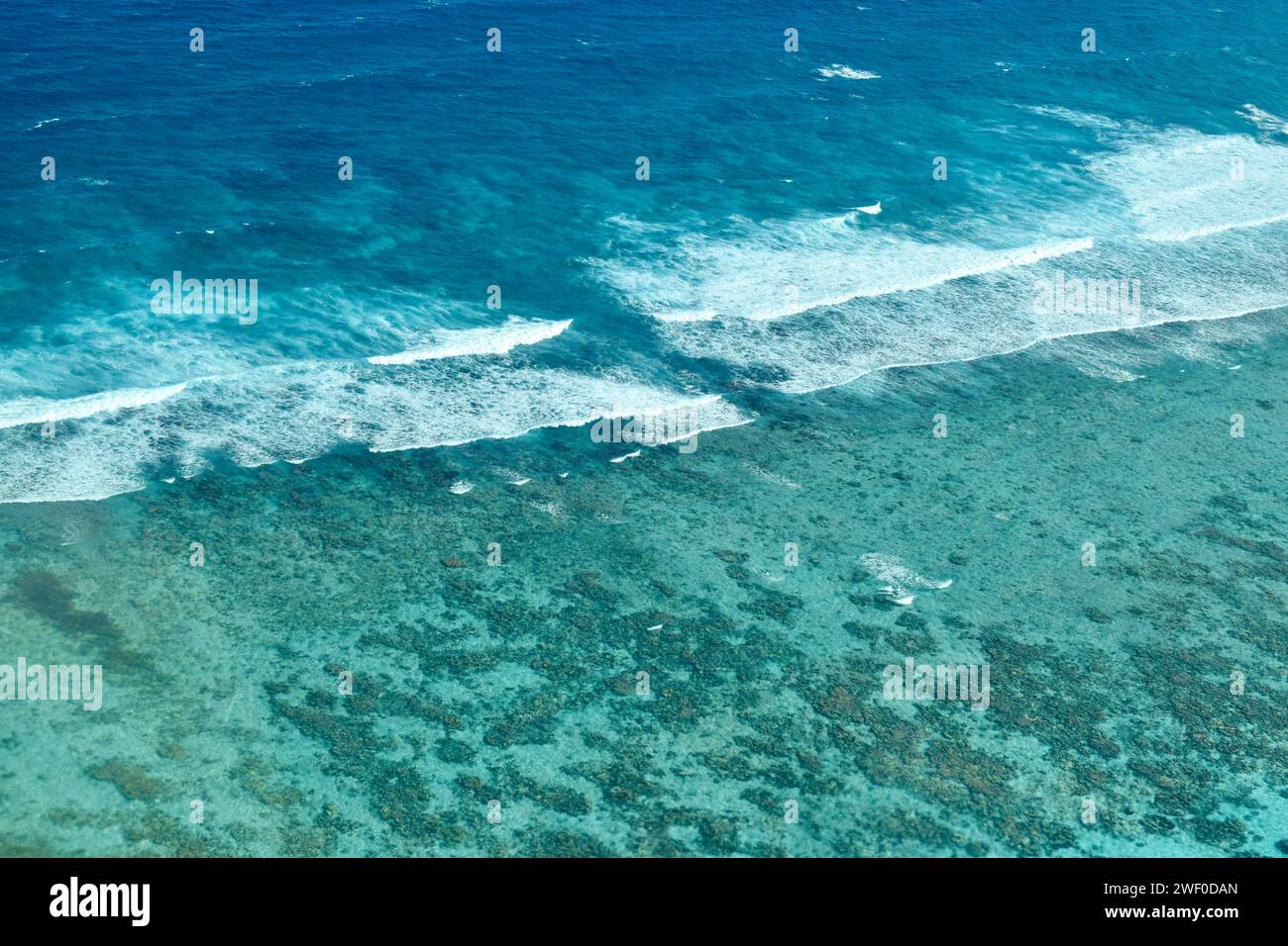 An aerial view of the Belize Barrier Reef, which is part of the ...