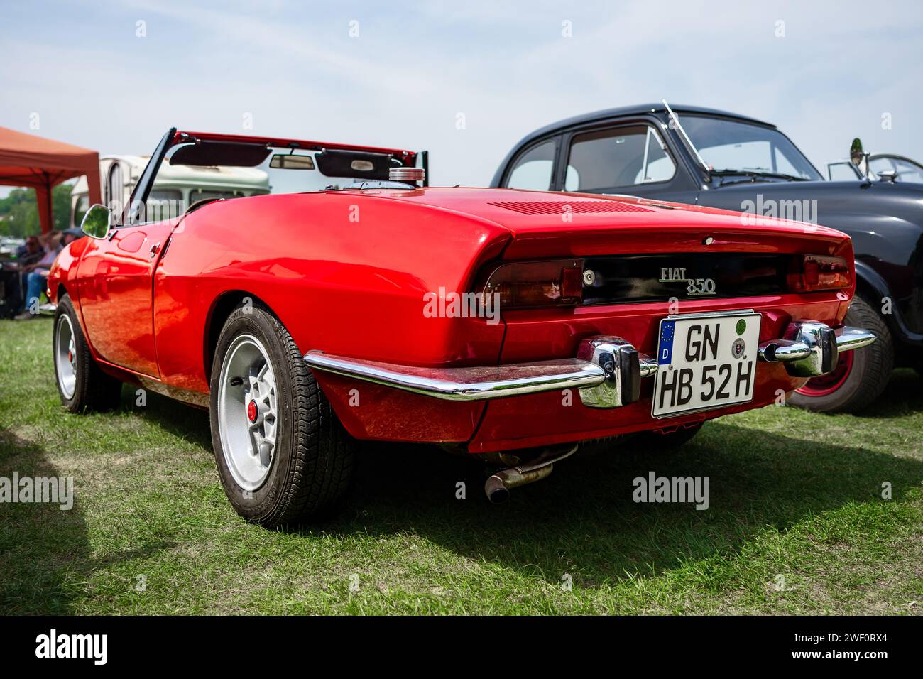 WERDER (HAVEL), GERMANY - MAY 20, 2023: The supermini Fiat 850 Spider. Rear view. Oldtimer - Festival Werder Classics 2023 Stock Photo