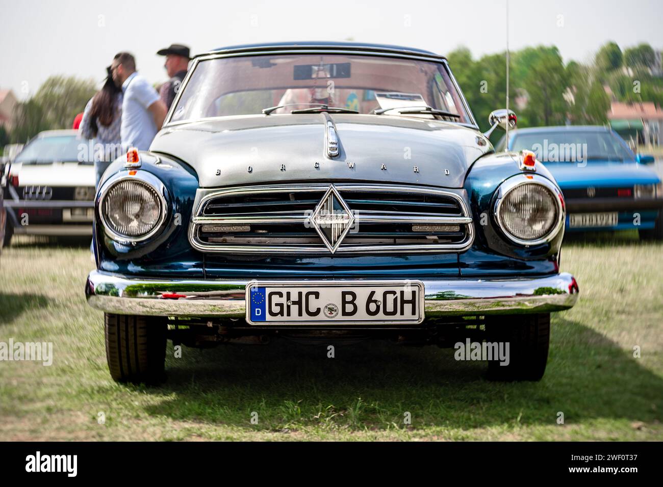 WERDER (HAVEL), GERMANY - MAY 20, 2023: The mid-size car Borgward Isabella Coupe, 1960. Swirl bokeh. Art lens. Oldtimer- Festival Werder Classics 2023 Stock Photo