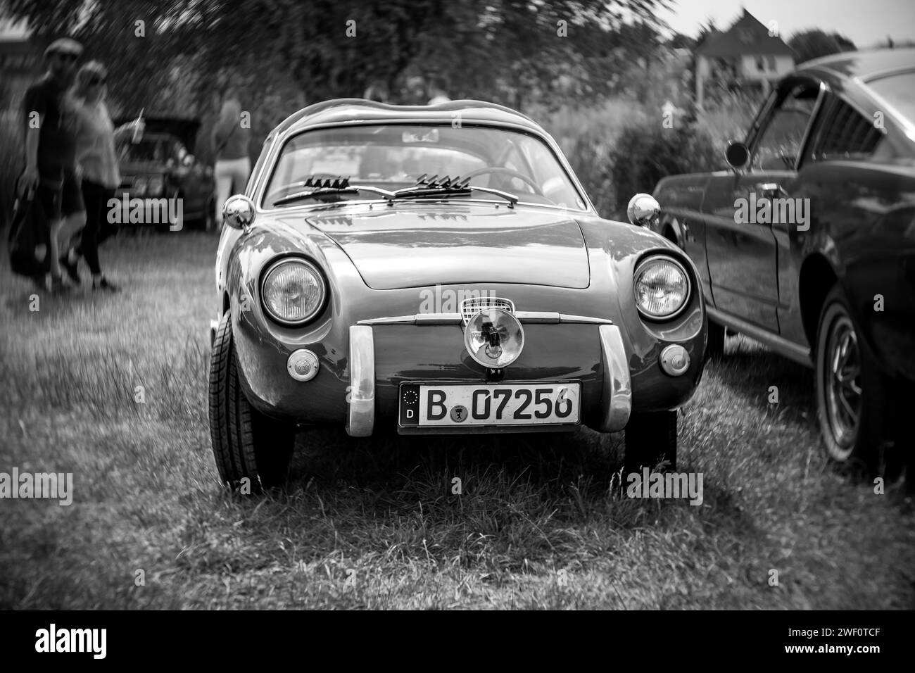 WERDER (HAVEL), GERMANY - MAY 20, 2023: The sport car Fiat-Abarth 750 Zagato 'Double Bubble'. Swirl bokeh, art lens. Festival Werder Classics 2023 Stock Photo