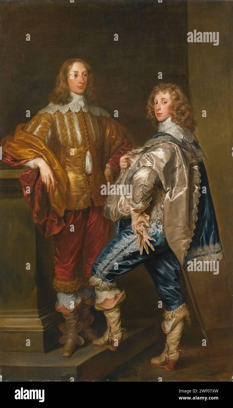 Anthony van Dyck after - Double portrait of Lord John Stewart (1621-1644) en Lord Bernard Stewart, later Earl of Lichfield (1623-1645) 752L12034 6DFBF. Stock Photo