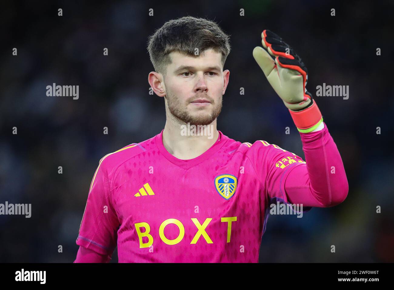Illan Meslier of Leeds United during the Emirates FA Cup Fourth Round