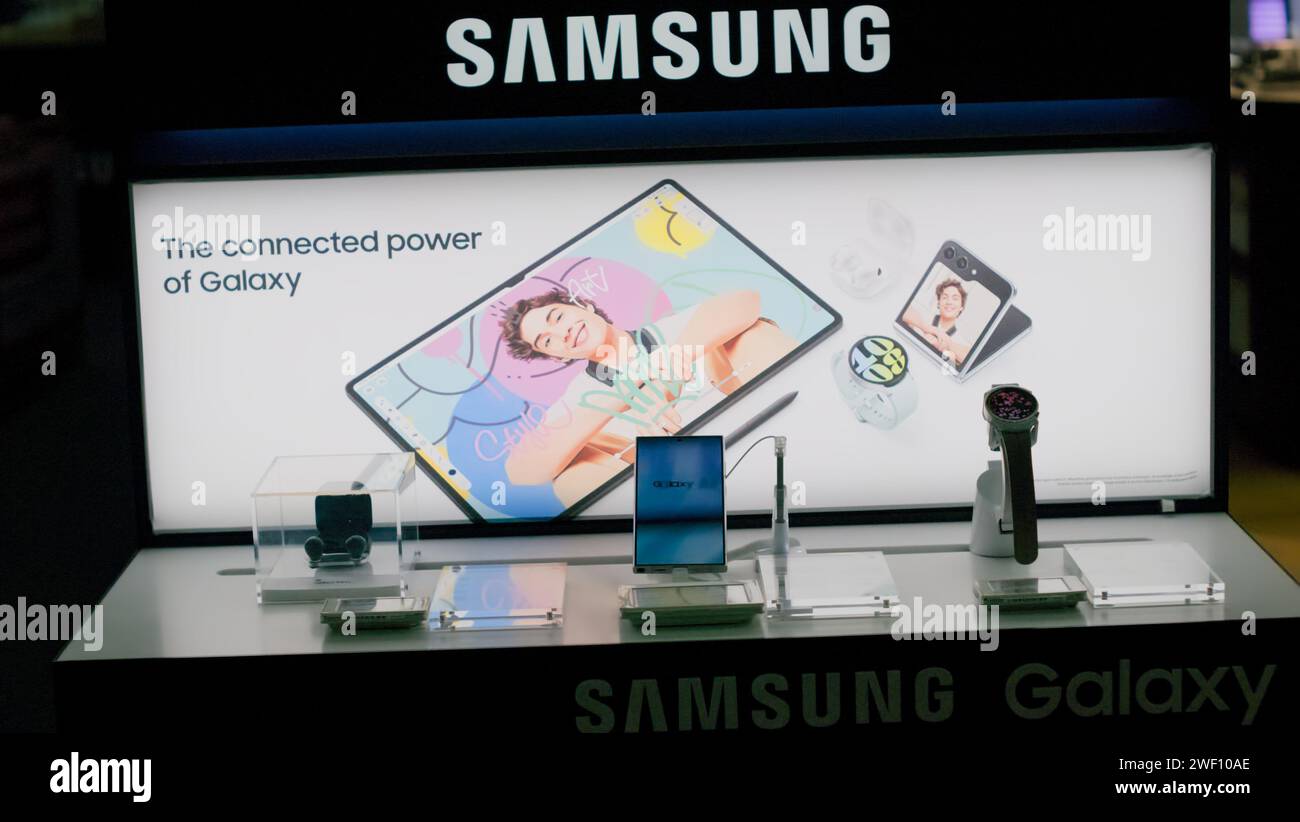 Brussels, Belgium. 26nd Jan, 2024. Large mall with MediaMarkt