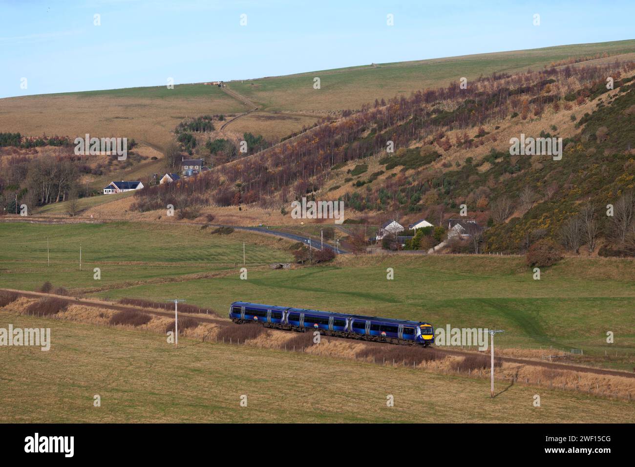 Scotrail class 170 Turbostar train 170411 passing Fountainhall on the