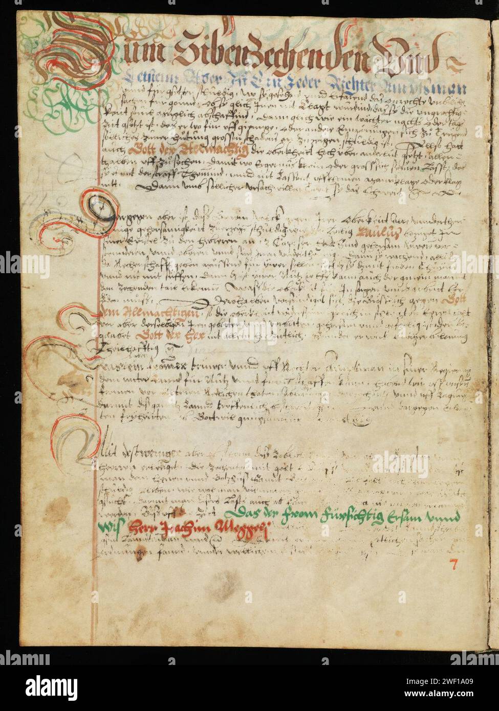 Appenzell, Landesarchiv Appenzell Innerrhoden, E.10.02.01.01, f. 5v – Silver Book of the Land. Stock Photo