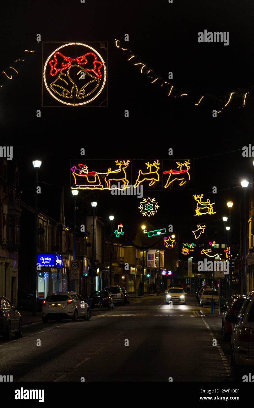 Port Talbot Town Christmas Lights - 2011 Stock Photo