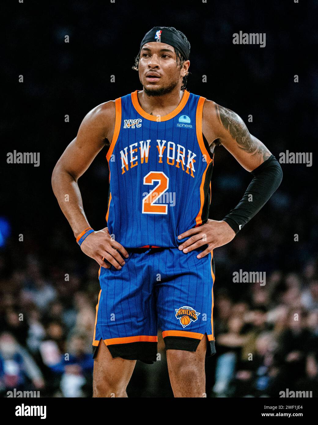 New York Knicks guard Miles McBride (2) stands on court during the