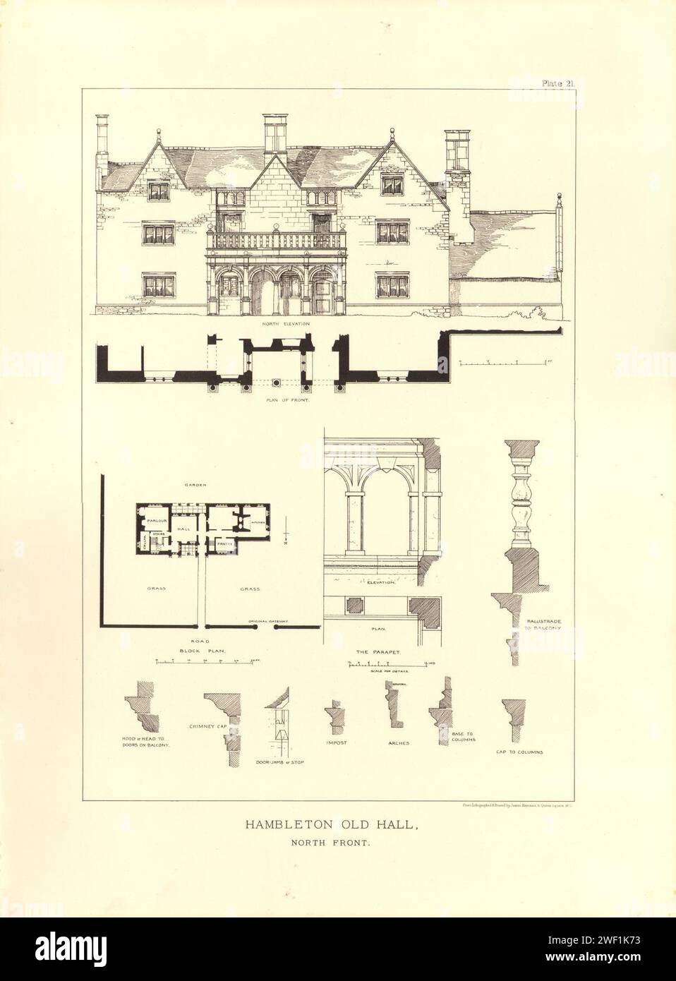 Architecture of the renaissance in England Plate 21 Hambleton Old Hall north front Stock Photo