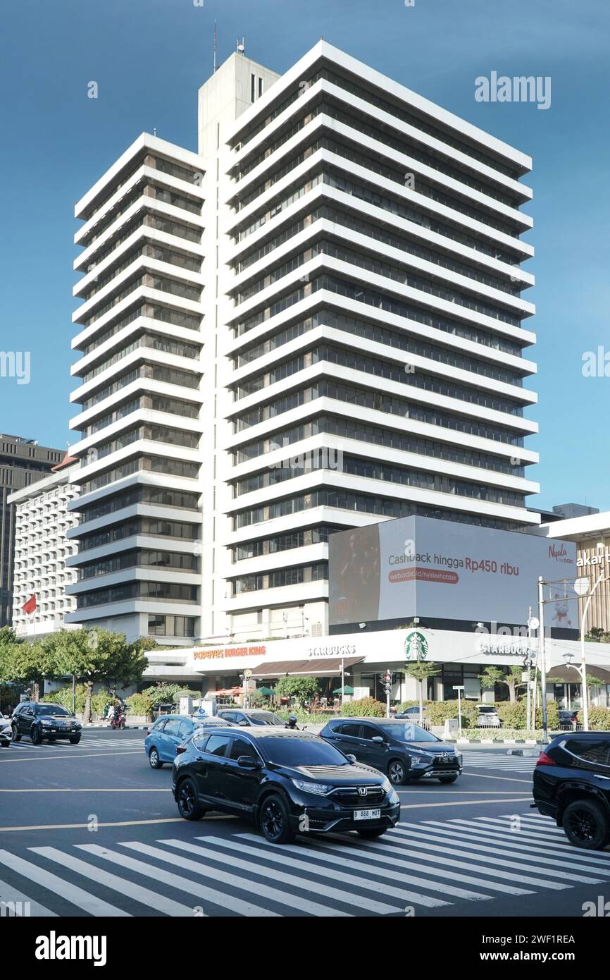 Business and commercial distric area, Menara Cakrawala building, locate in MH. Thamrin Street, Jakarta Stock Photo