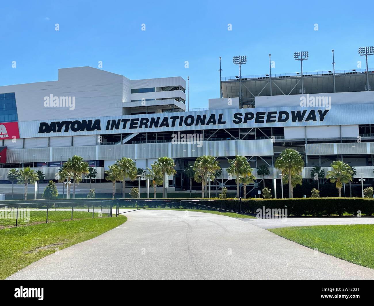 The walkway leading into the Daytona International Speedway visitors stands where NASCAR holds the Daytona 500 stockcar race. Stock Photo