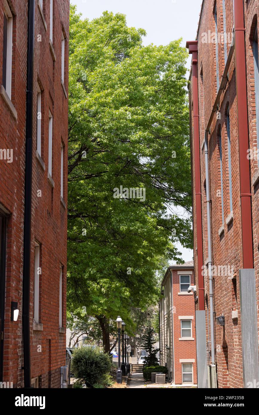 Daytime view of the historic buildings of the Quality Hill neighborhood of downtown Kansas City